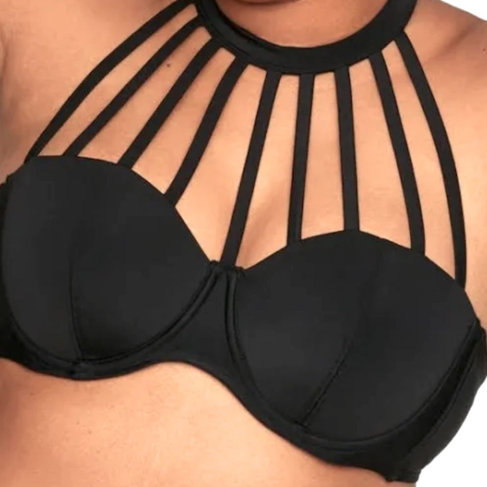 ADORE ME Enisa Contour Balconette Bikini Top Black Size 40DD NWT